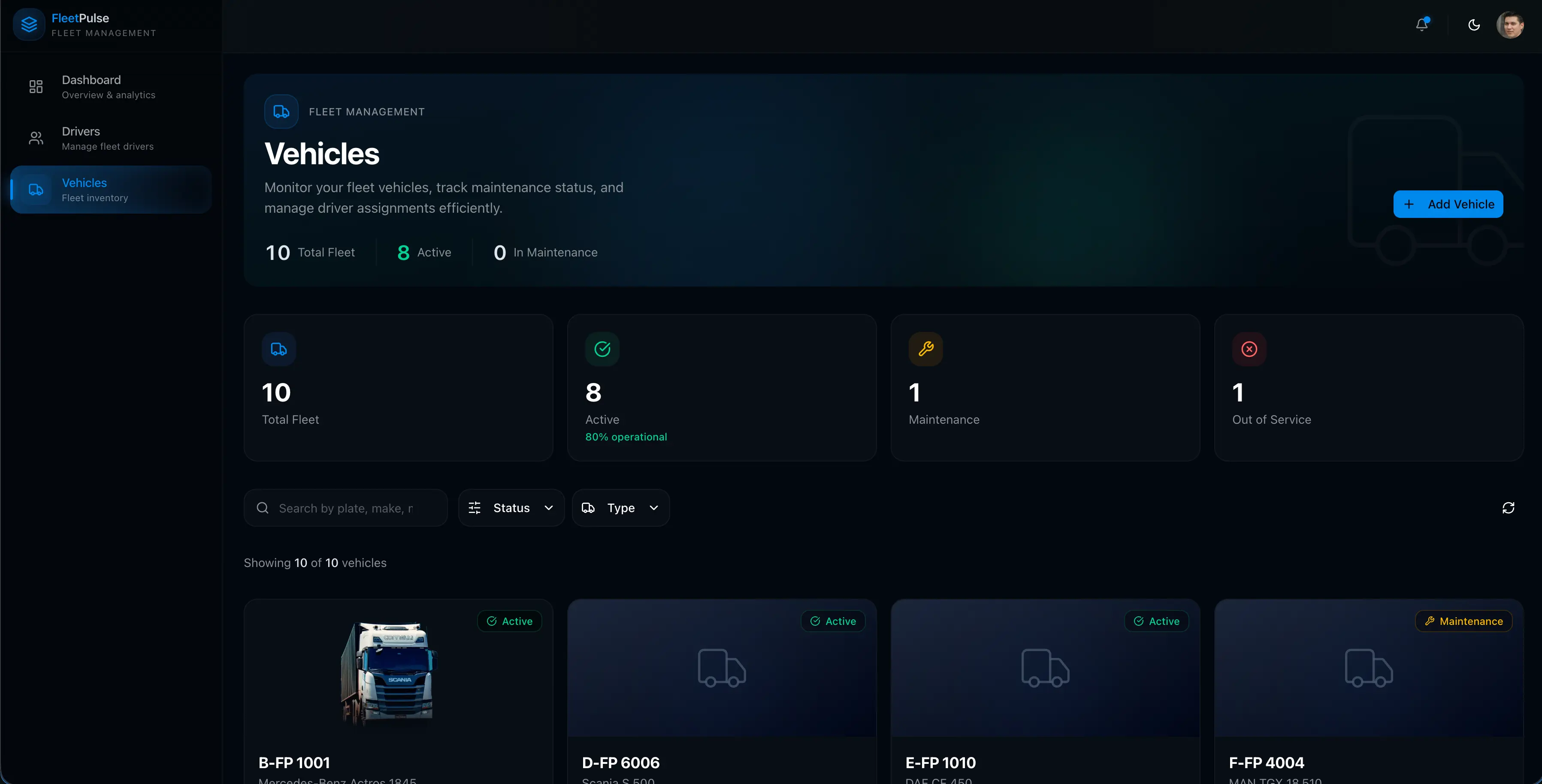 FleetPulse route optimization view