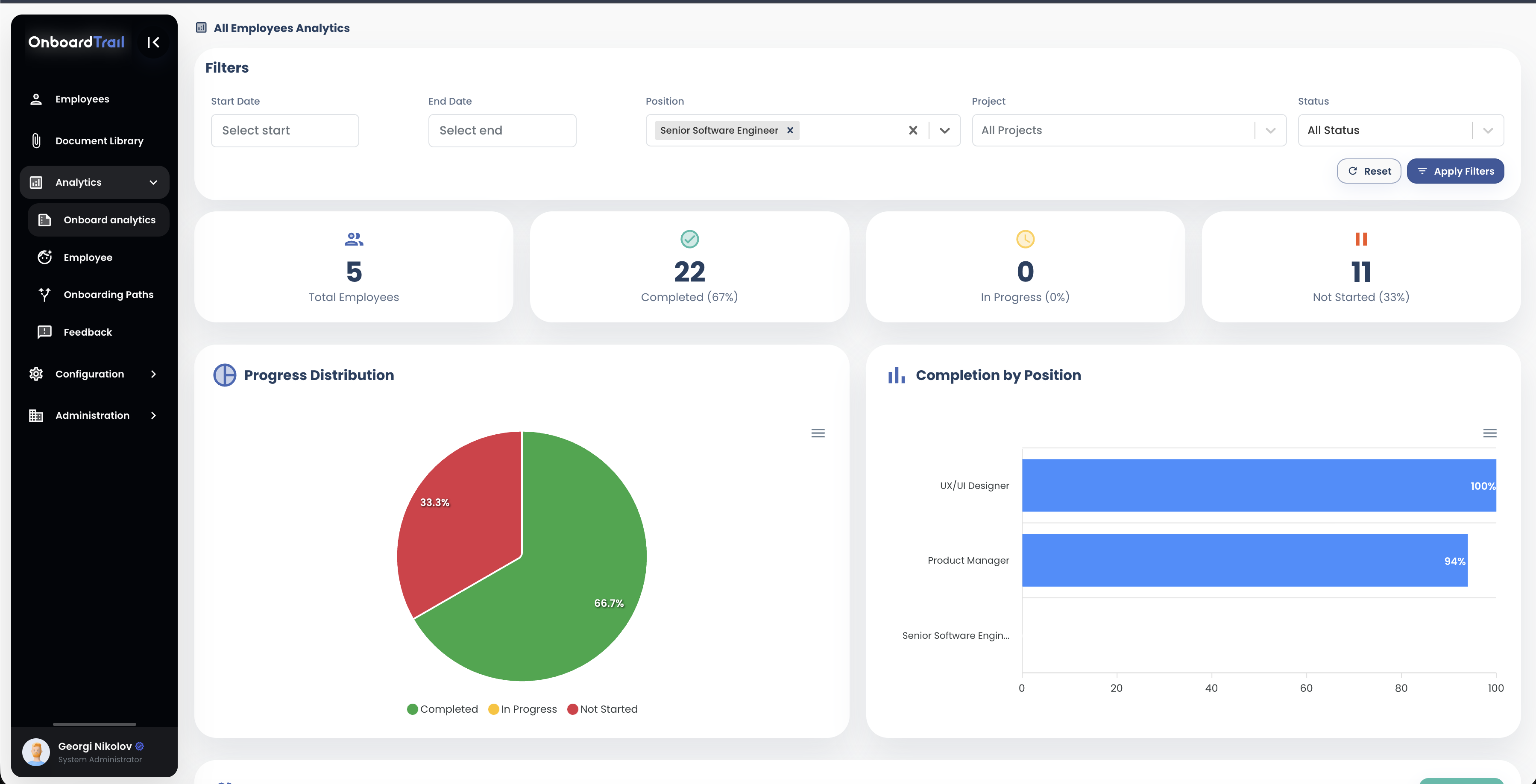 Training progress tracker