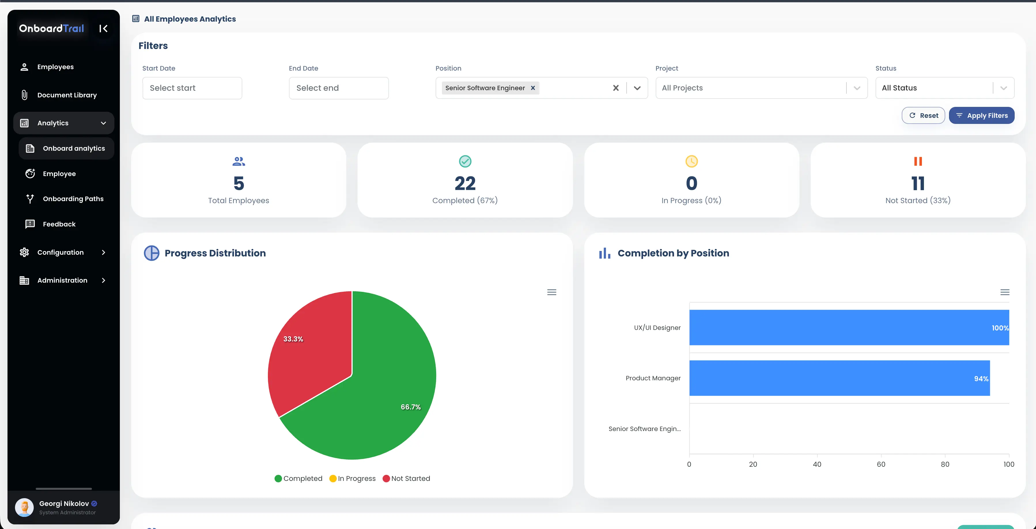Training progress tracker