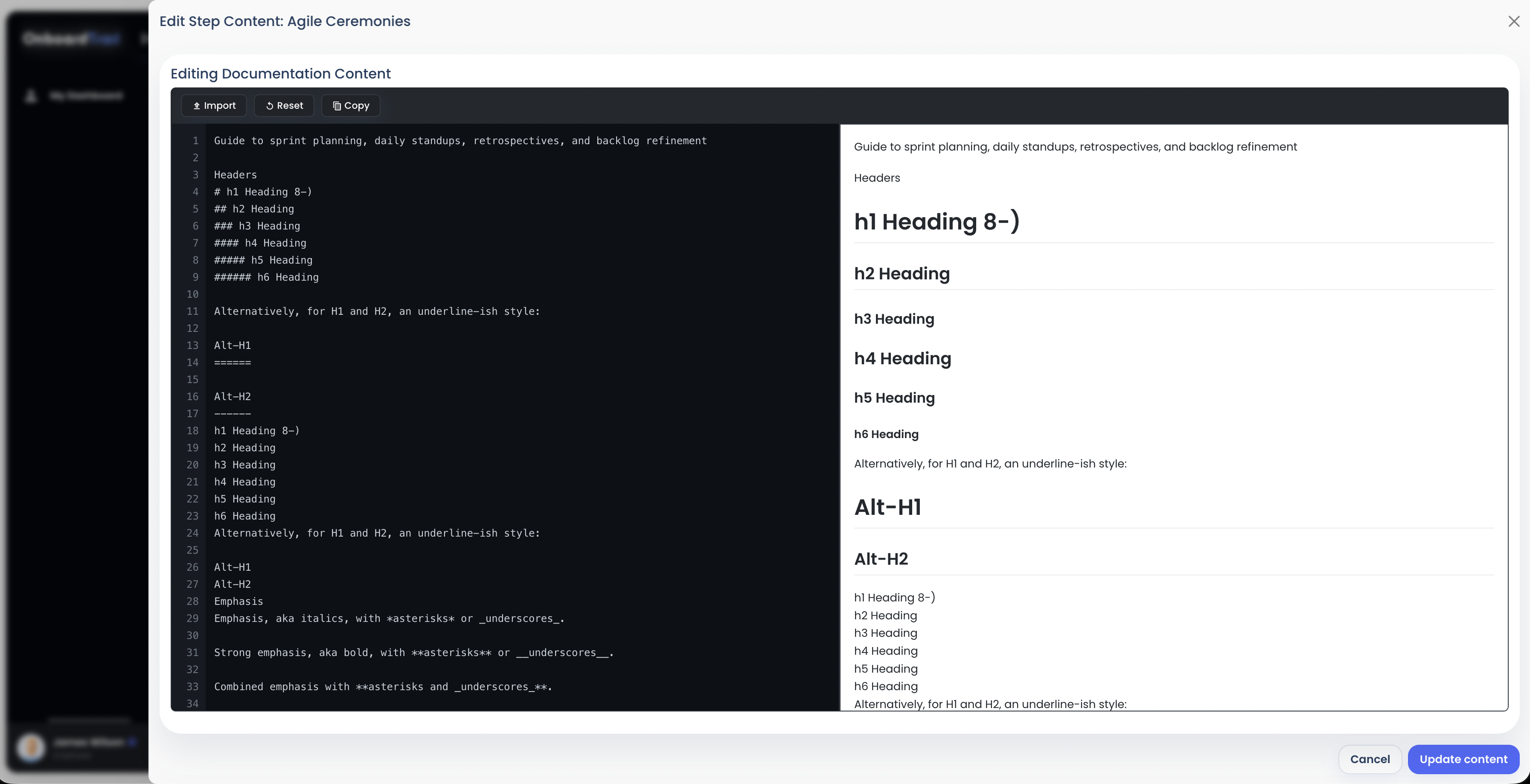 Employee profile setup