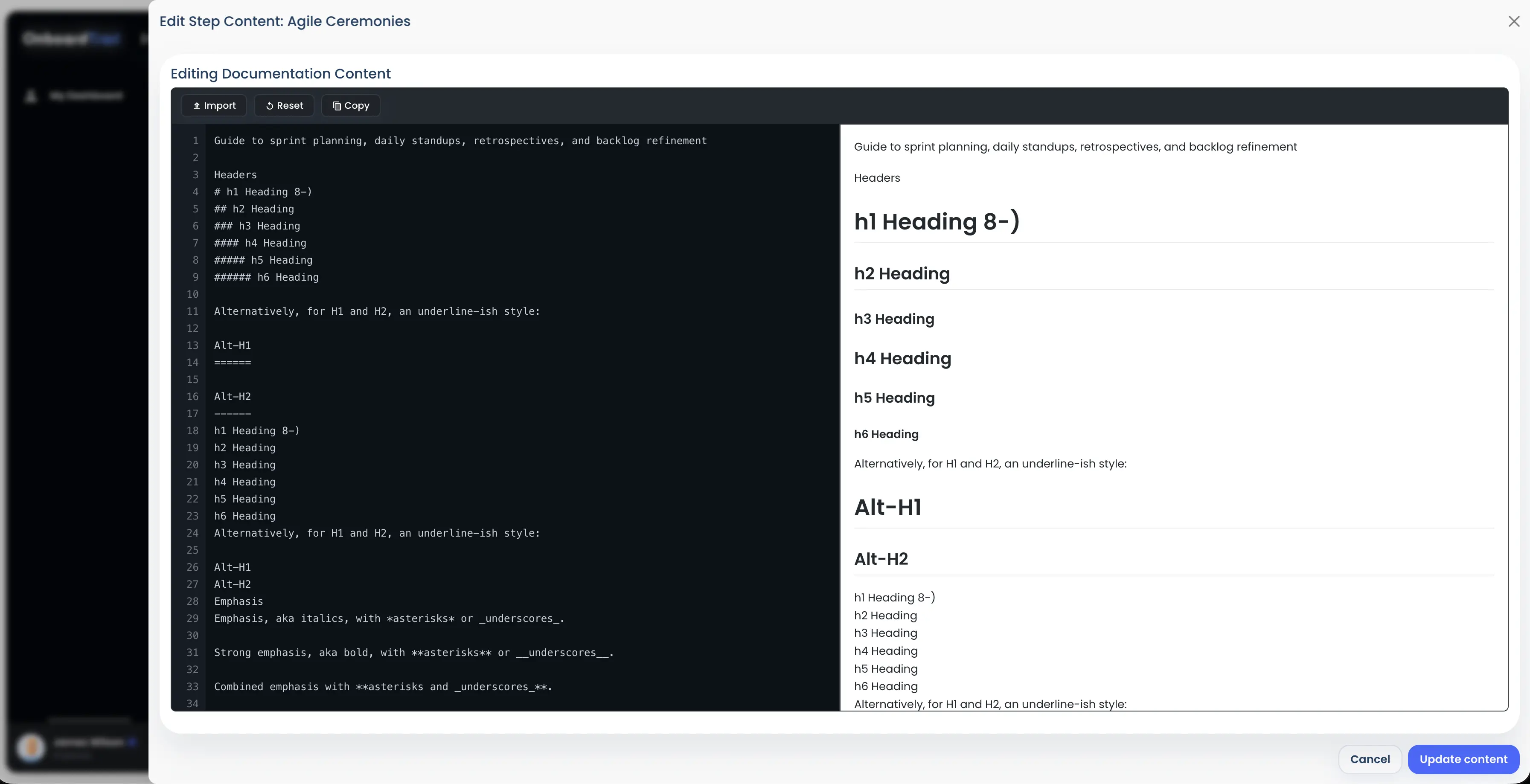 Employee profile setup